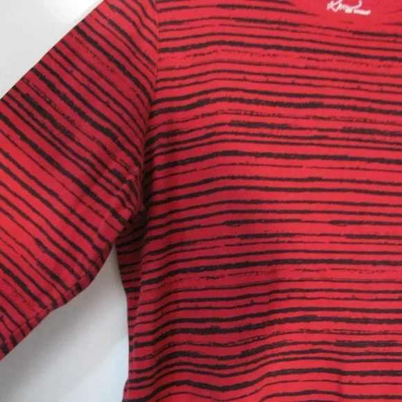 * 2/$15 Kim Rogers Blouse XL Red with Black Stripes Casual Stretch Shirt - Picture 3 of 3